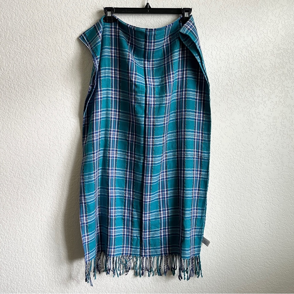 Teal and Blue Plaid Scarf